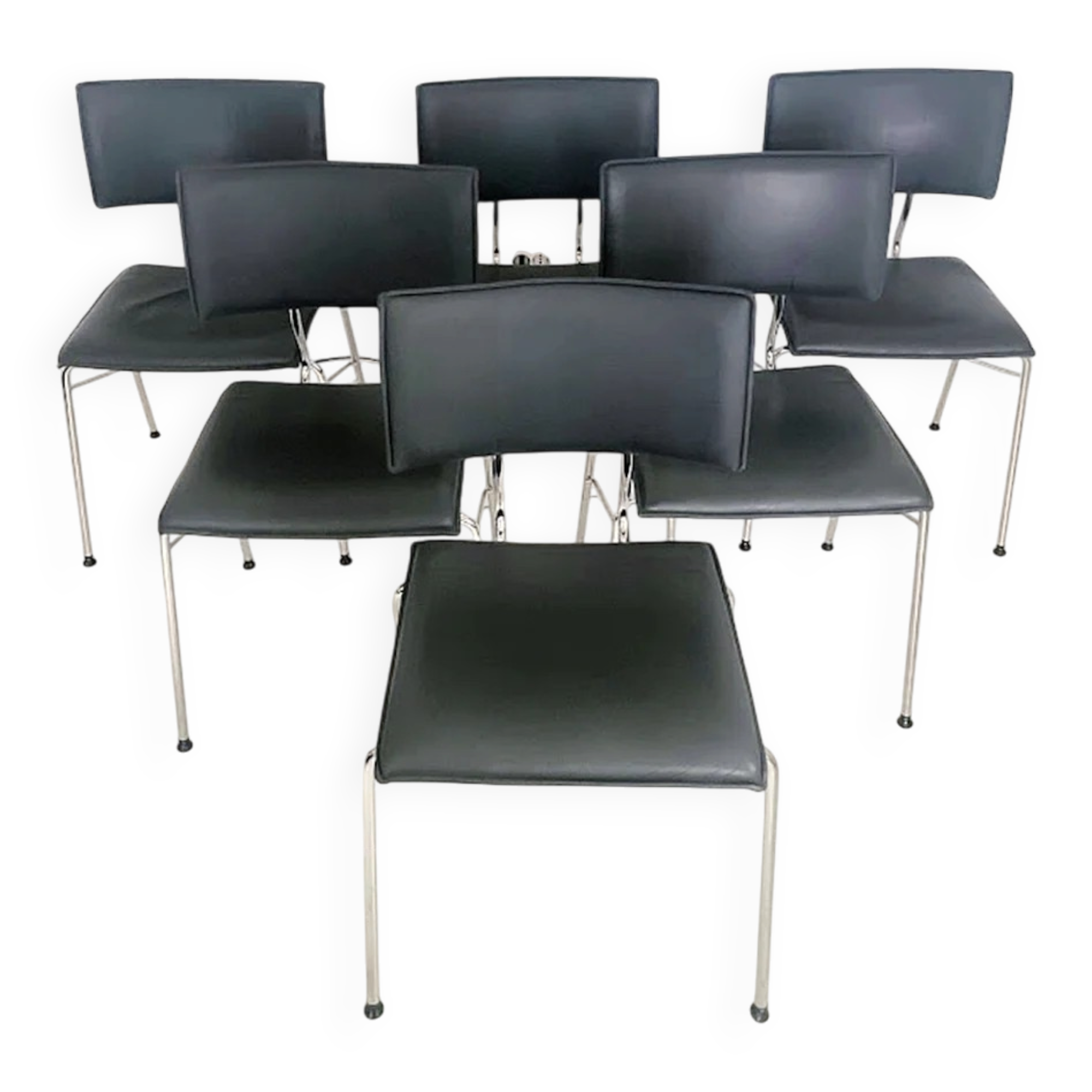 Set of six Sparta leather chairs by Christoph Hindermann for Dietiker, 1990s.