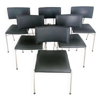 Set of six Sparta leather chairs by Christoph Hindermann for Dietiker, 1990s.