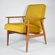 Fauteuil vintage polonais « Fox » conçu par H. Lis, années 60, jaune velours doré automne