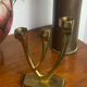 Chandelier, brutalist menorah, Wainberg, in brass.