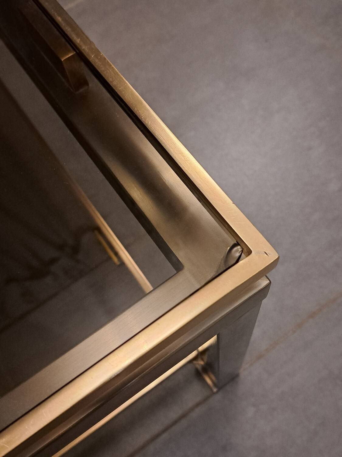 Guy Lefevre coffee table in steel and bronze