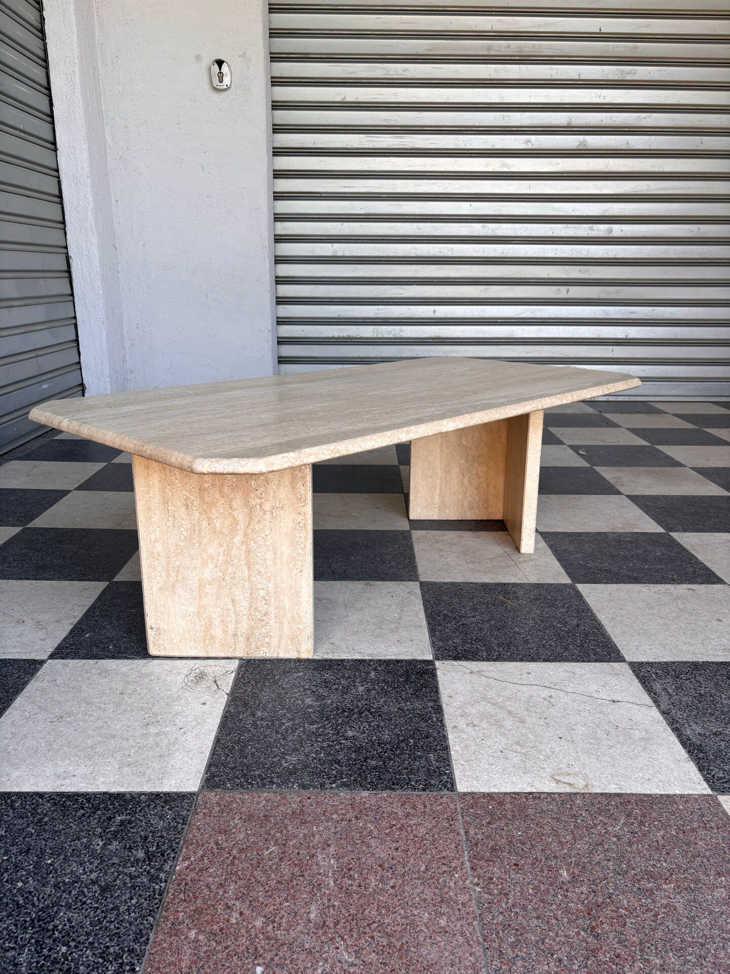 Vintage coffee table in travertine