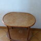 Side table, serving, pedestal, double tray, wood and vintage caning