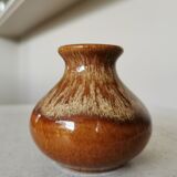 Vase vintage en céramique brune : décoration bohème yougoslave des années 1970