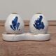 Salt and pepper shaker in Delftware pottery.