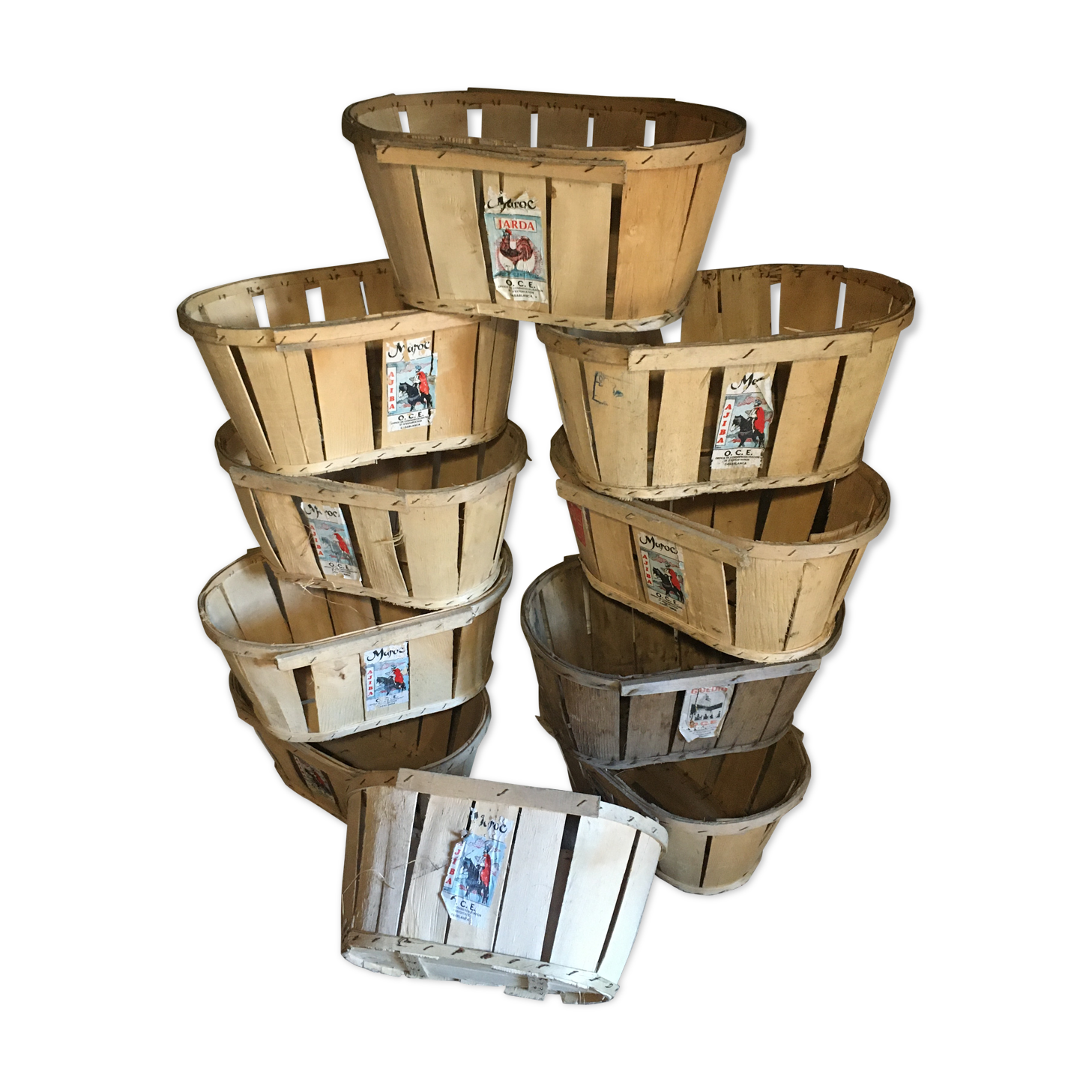 10 paniers de fruit des années 60