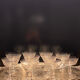 Baccarat, set of 10 engraved crystal champagne glasses from 1900.