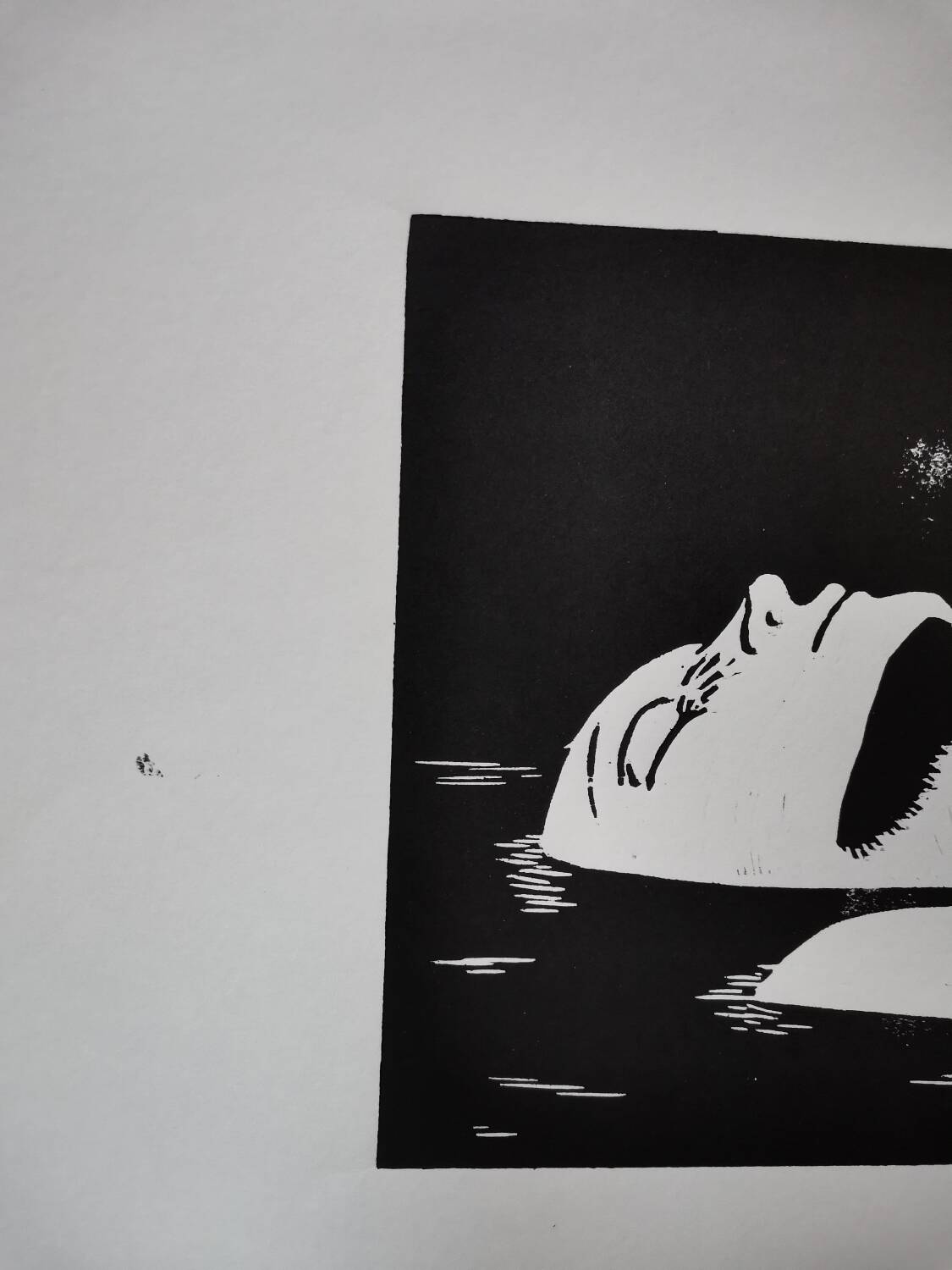 Woodcut engraving original print stamped numbered motif woman in Venice and birds