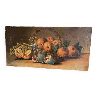 Oil painting on canvas, still life with fruit