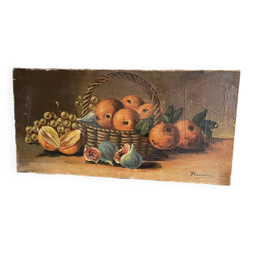 Oil painting on canvas, still life with fruit