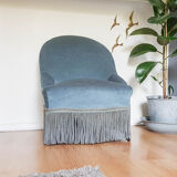 Velvet Ottoman Chair vintage toad velvet blue 70s