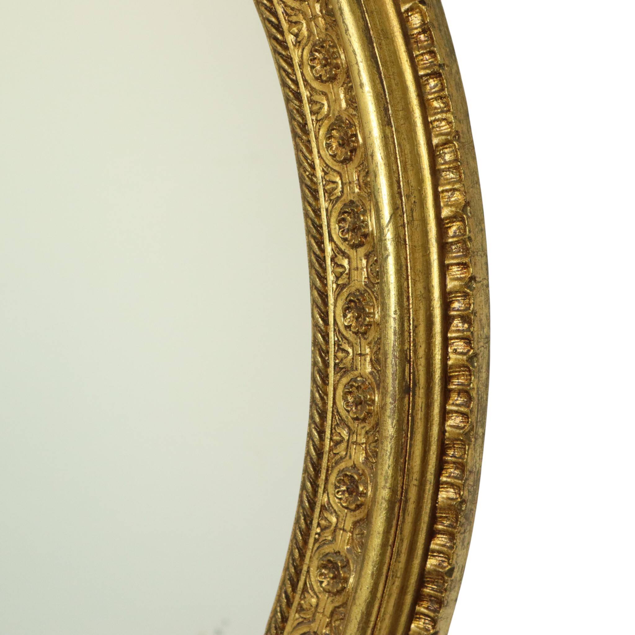 Large Oval Classic Mirror Gold Leaf Baroque Style Flowers 85cm