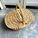 Woven wicker picnic basket