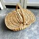 Woven wicker picnic basket