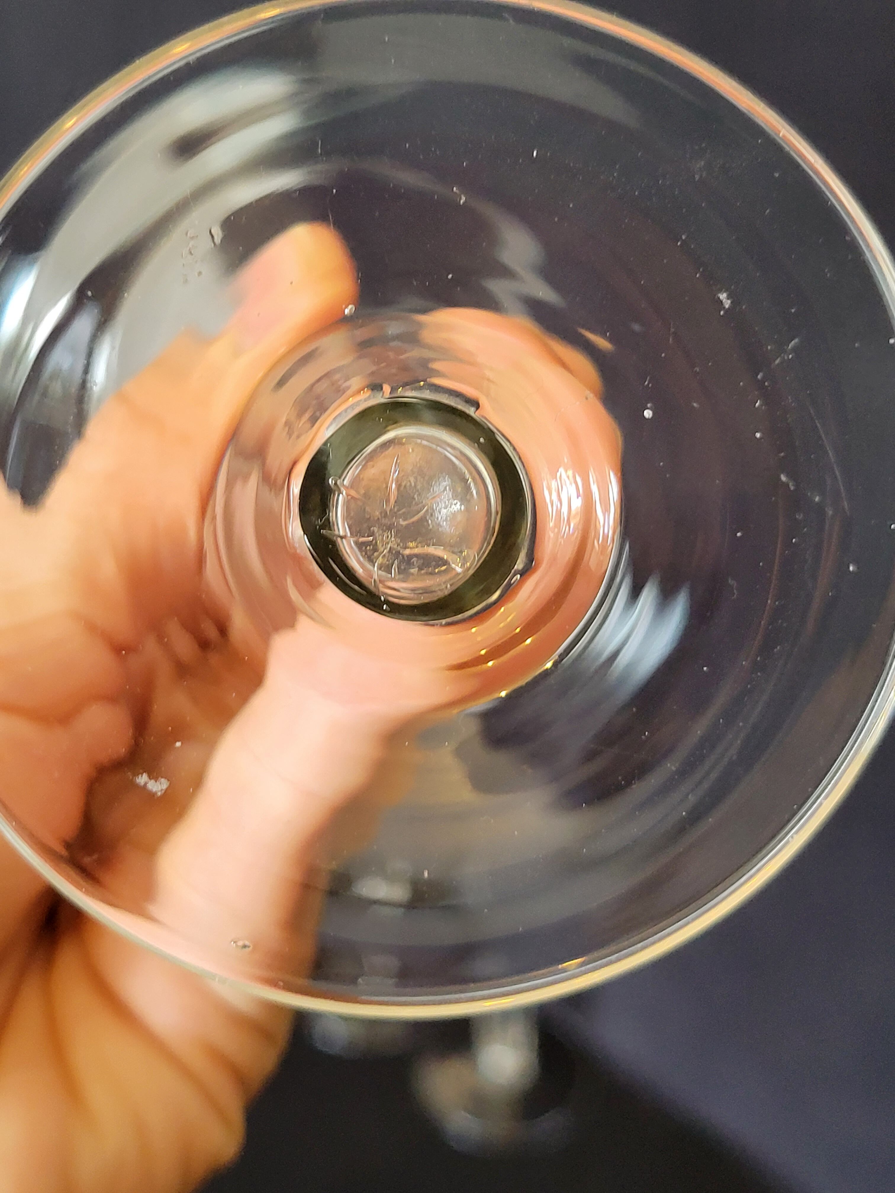 8 old champagne flutes evased blown glass model impossible