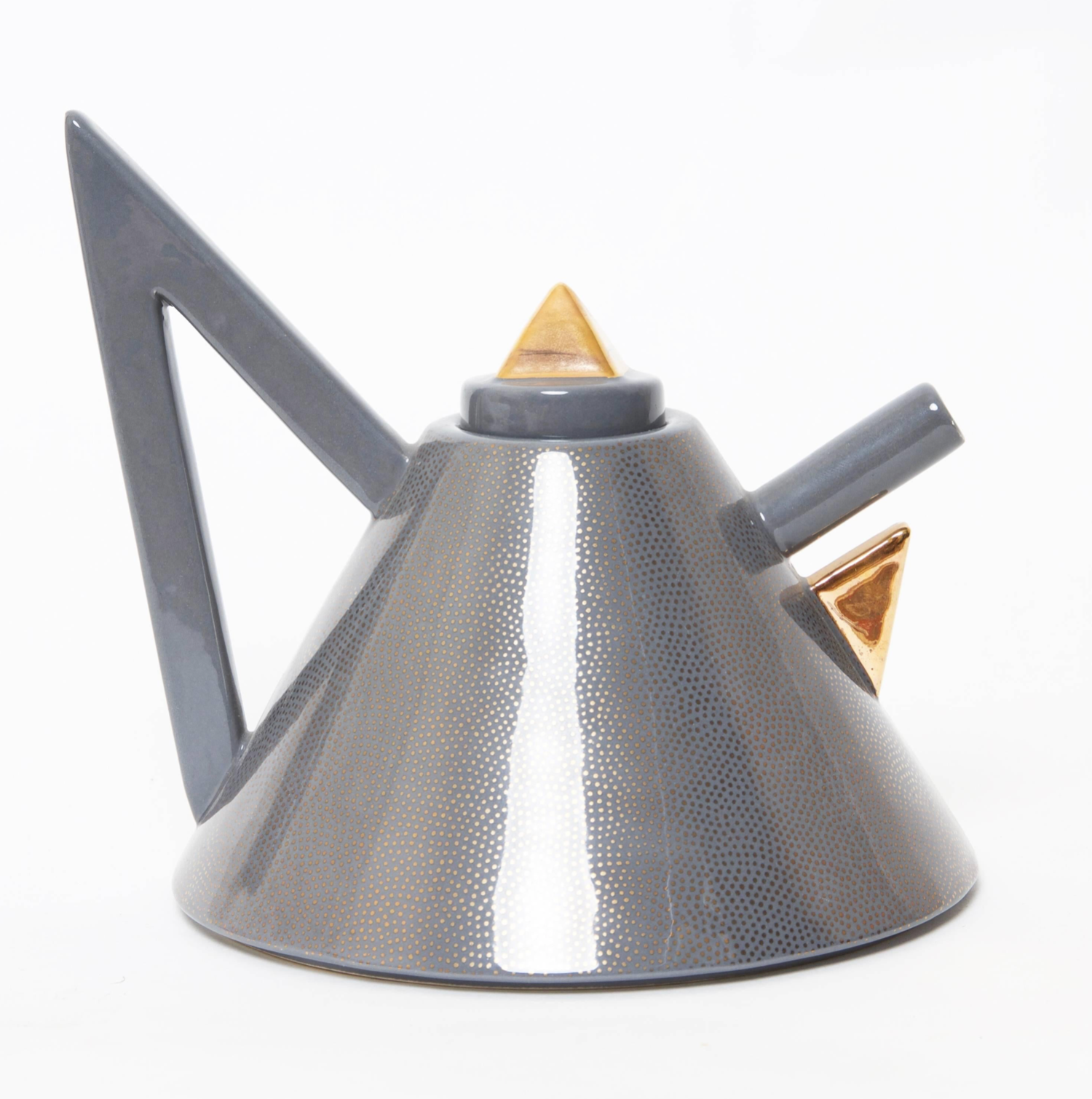 Tea set "Nefertiti" in grey and gold Matteo Thun ceramic for Memphis Milano 1981