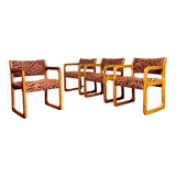 Set of 4 Scandinavian teak sled chairs