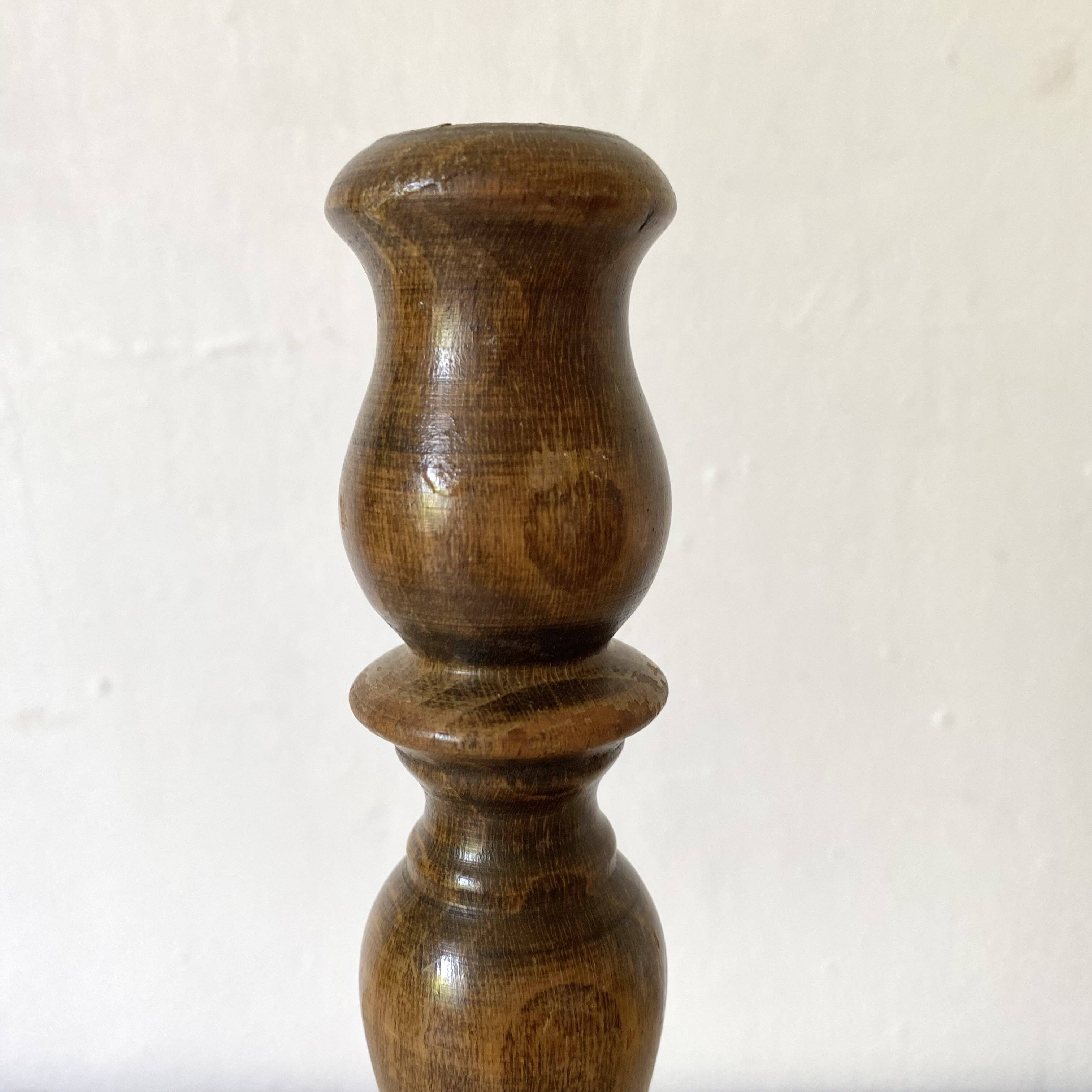 Bougeoir en bois tourné 26 cm
