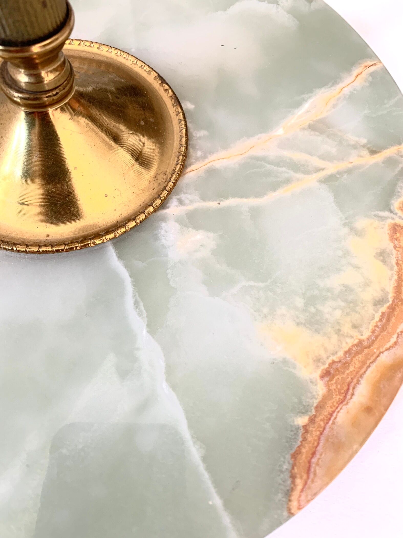 Brass and onyx marble floor lamp