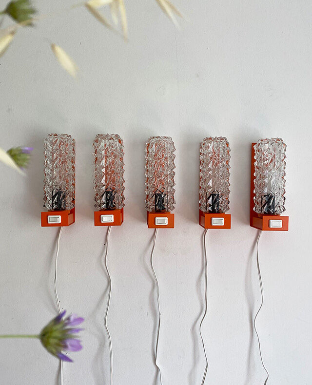 Lamp / wall lamp metal orange diamond globe 70s