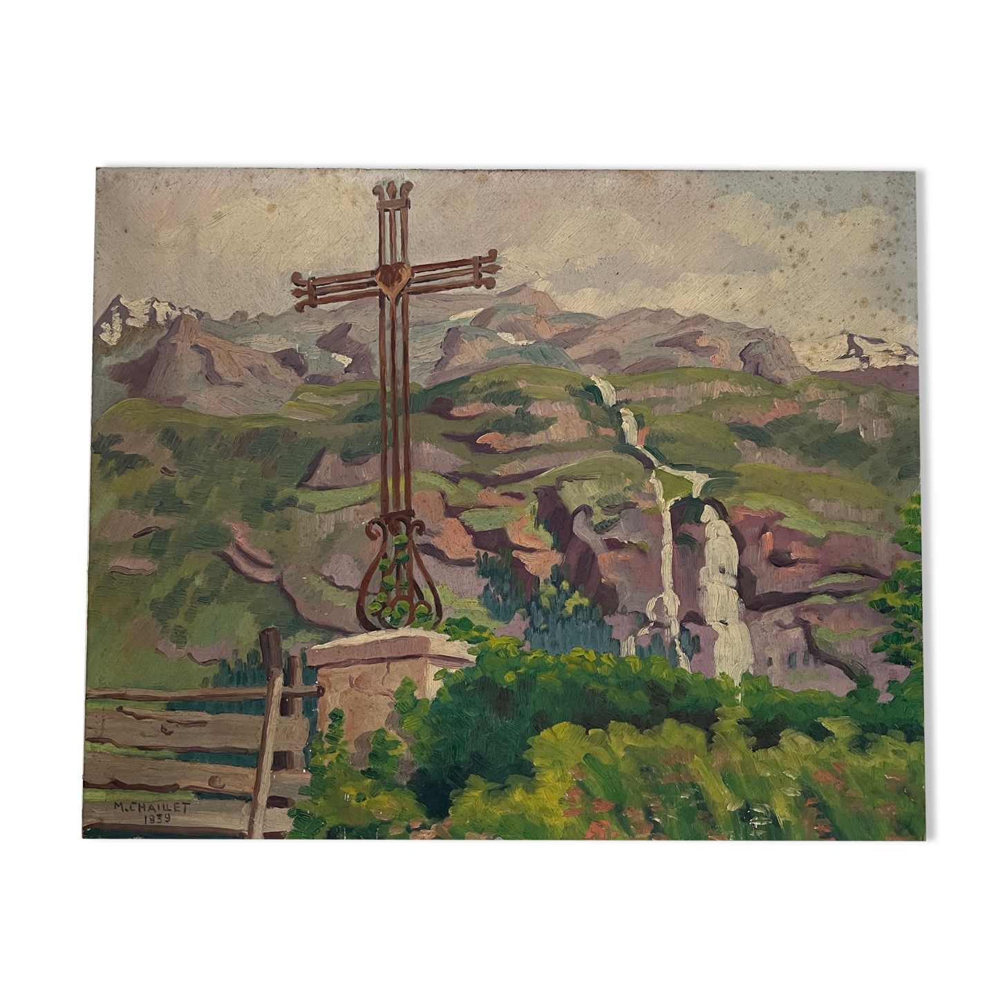 Oil painting landscape mountain 1939