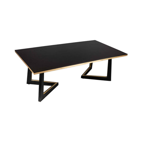 Table basse En Bois Brun Foncé Et Laiton Rion