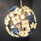 Vintage hammered glass sputnik chandelier, 1970s