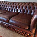 Sofa chesterfield brown leather four seats