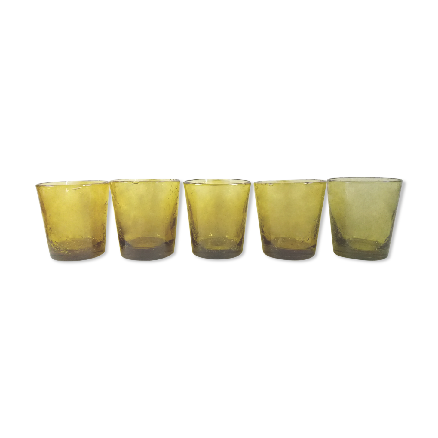 Set de 5 verres de biot vert olive