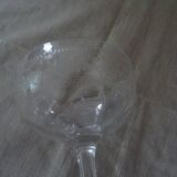 Pair of old crystal champagne glasses wide frieze right foot