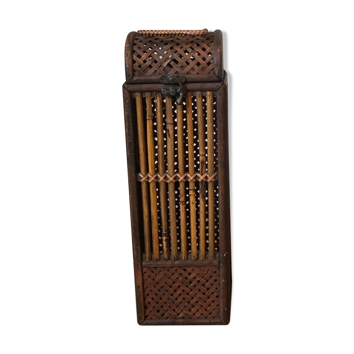 Stunning old rattan bottle holder