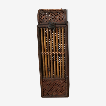 Stunning old rattan bottle holder