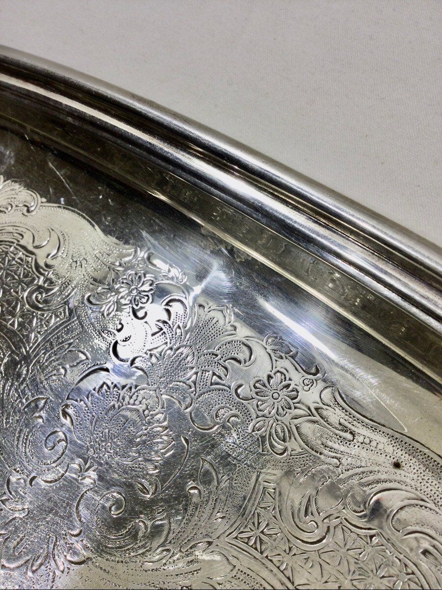 Silver metal handle tray