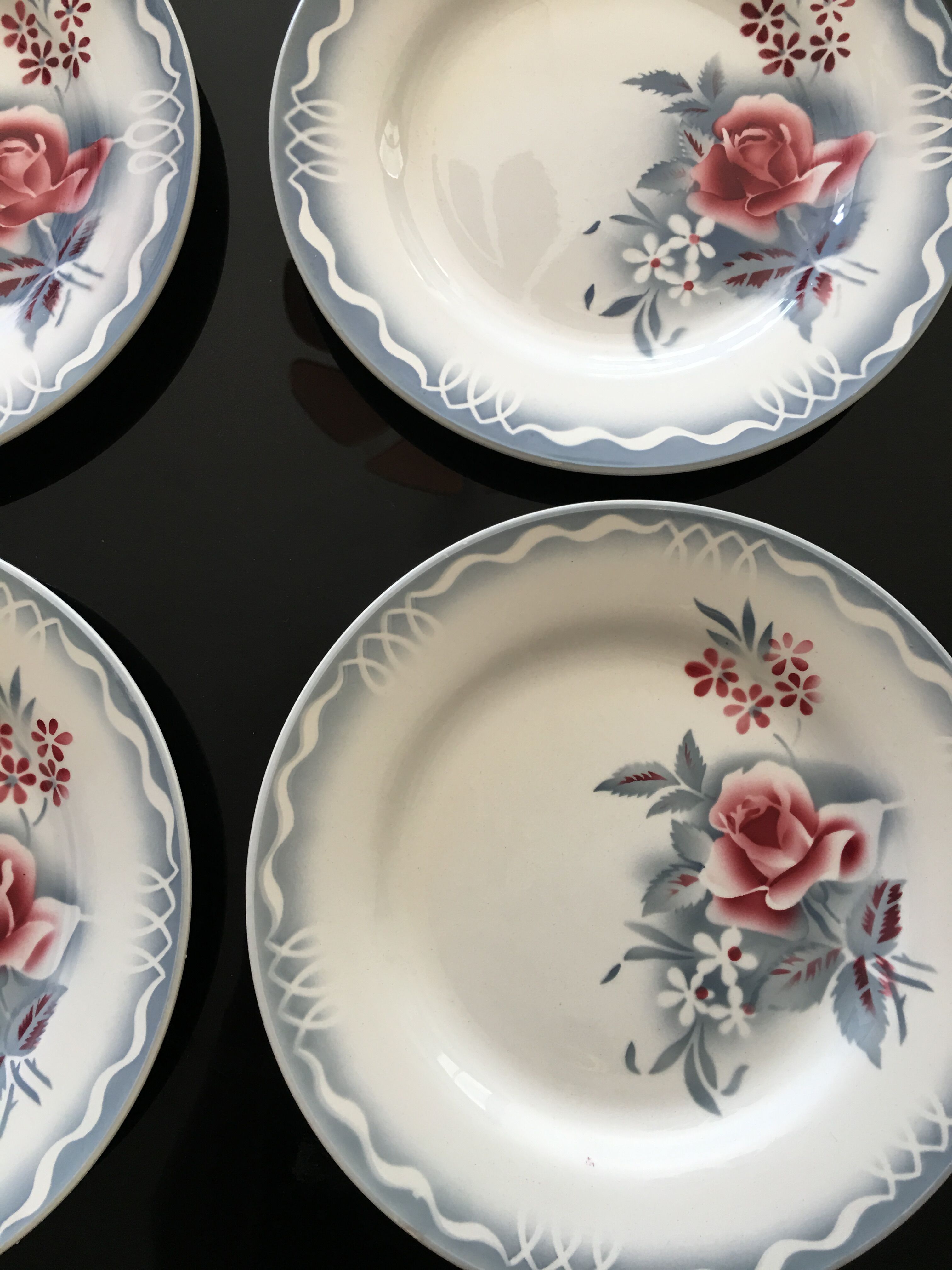 Set de 6 assiettes Digoin Sarreguemines modèle Olga