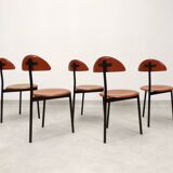Set of 5 Linea Veam leather tripod chairs