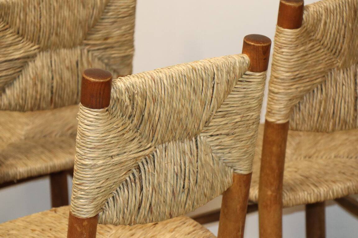 Series of 4 Charlotte Perriand Chairs Model "Bauche" BCB Edition