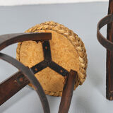 Original set of 2 bar stools by Frida Minet and Adrien Audoux, 1950s, France