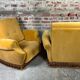 Fauteuils vintage 1950 en velours jaune
