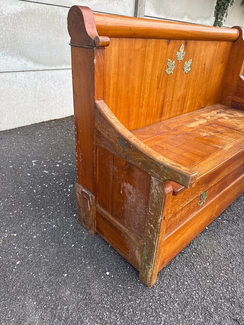 Banc coffre vintage en bois massif