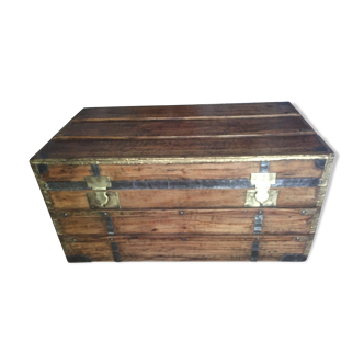 Old trunk in camphier and brass