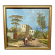 Huile 1950 mise sous verr, cadre bois doré