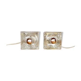 Two cast glass wall lamps