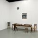 Farmhouse table with spindle legs in solid beech and ash