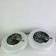 Pair of half-sphere wall lights in white opaline, Italy 1960