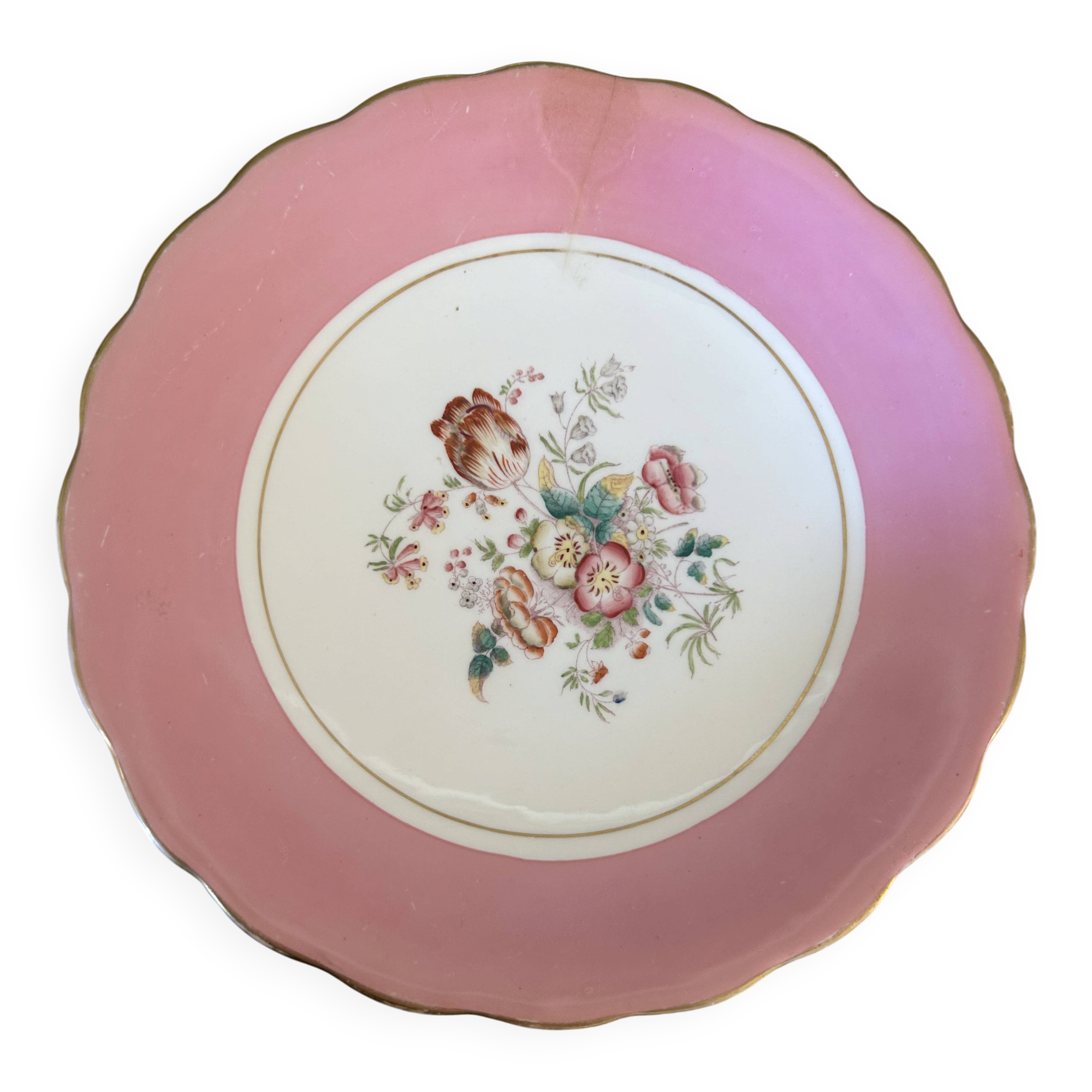 Vintage dessert service / antique in porcelain in colour