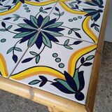 Vintage rattan and ceramic coffee table ep 1970