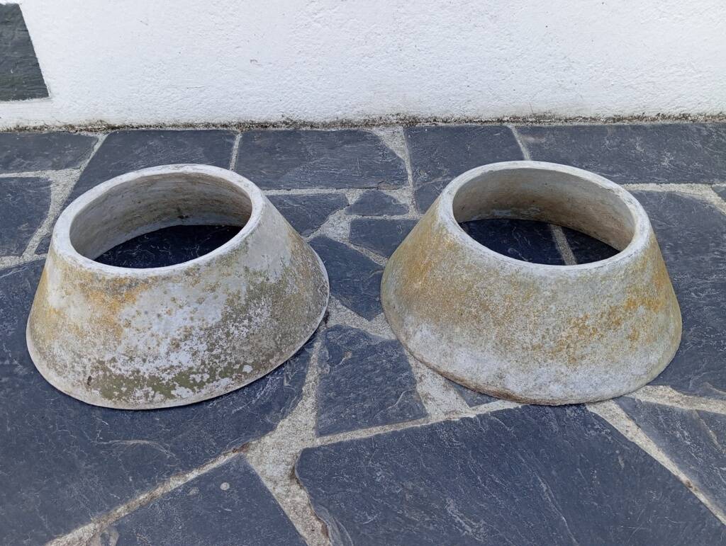 Paire de jardinières vasques années 50 fibrociment