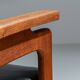 Pair of Belgian lounge chairs in solid oak with leather cushions