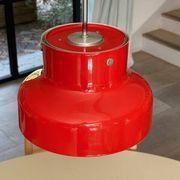 Red bumling pendant light - 70s suede