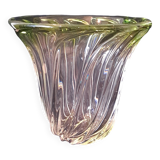 Val Saint Lambert Crystal 'Torsade' Vase in Gradient Apple Green